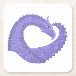 Blaue Herz-Drache auf Weiß Rechteckiger Pappuntersetzer