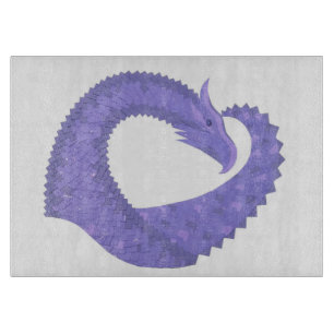 Blaue Herz-Drache auf Weiß Schneidebrett