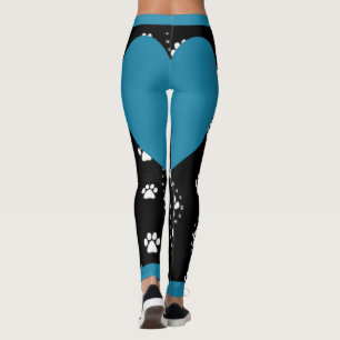 Blaue Herz-Hundepfoten Leggings