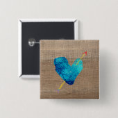 Blaue Herz mit Pfeil Kunst 2020 Button (Vorne & Hinten)