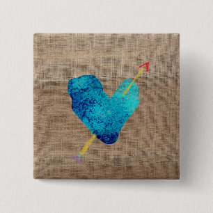 Blaue Herz mit Pfeil Kunst 2020 Button