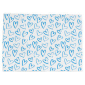 Blaue Herz-Muster-Geschenktasche groß Große Geschenktüte (Rückseite)