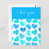 Blaue Herz Postkarte (Vorne/Hinten)