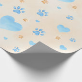 Blaue Herz- und Druckmuster für Wasserfarben Geschenkpapier (Ecke)