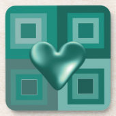 Blaue Herzdesign mit Puffeffekt Getränkeuntersetzer (Vorderseite)
