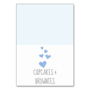 Blaue Herzen Baby Shower Tischkarten Tischnummer