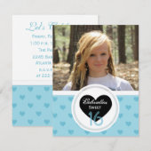 Blaue Herzen: Bild: Sweet 16 Party Einladung (Vorne/Hinten)
