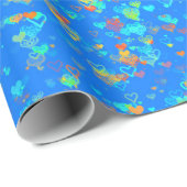 Blaue Herzen Geschenkpapier (Rolleneckpunkt)