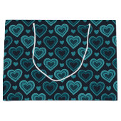 Blaue Herzen Große Geschenktüte (Vorderseite)