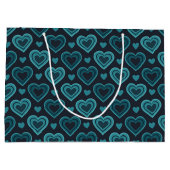 Blaue Herzen Große Geschenktüte (Rückseite)
