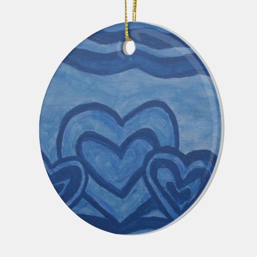 Blaue Herzen Keramikornament (Links)