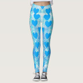 Blaue Herzen Leggings (Vorderseite)
