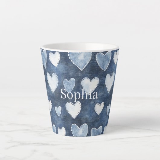 Blaue Herzen Milchtasse (Vorderseite)
