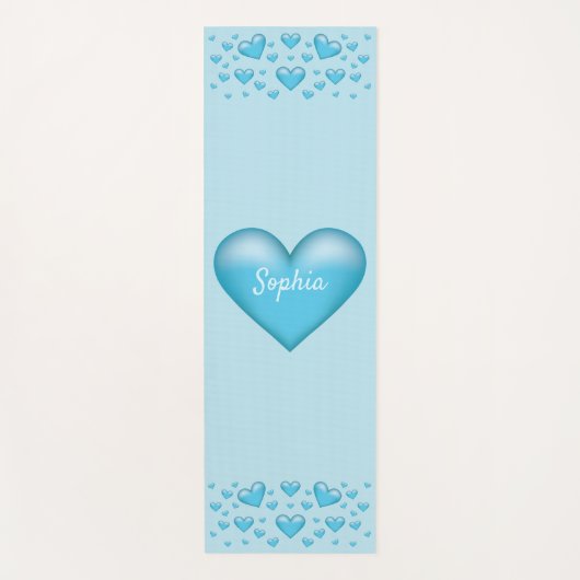 Blaue Herzen mit benutzerdefiniertem Text Yogamatte (Vorderseite)