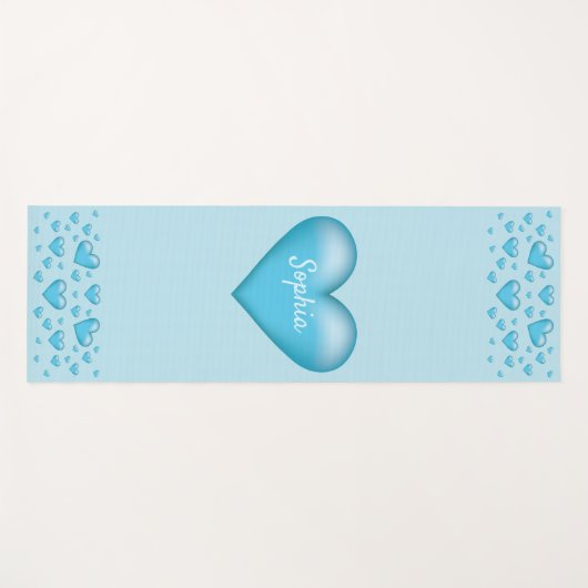 Blaue Herzen mit benutzerdefiniertem Text Yogamatte (Vorderseite (Horizontal))