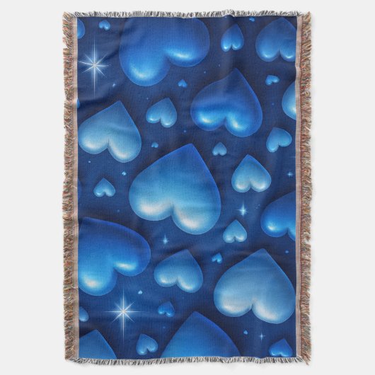 Blaue Herzen mit Sternen-Muster Decke (Vorderseite Vertikal)