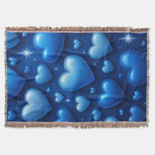 Blaue Herzen mit Sternen-Muster Decke