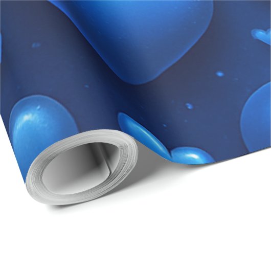 Blaue Herzen mit Sternen-Muster Geschenkpapier (Rolleneckpunkt)