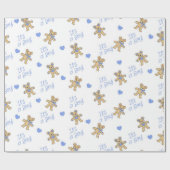 Blaue Herzen mit Teddy Bears Geschenkpapier (Flach)