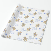 Blaue Herzen mit Teddy Bears Geschenkpapier (Ungerollt)