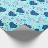 Blaue Herzen Muster Geschenkpapier (Ecke)