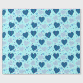 Blaue Herzen Muster Geschenkpapier (Flach)