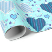 Blaue Herzen Muster Geschenkpapier (Rolleneckpunkt)