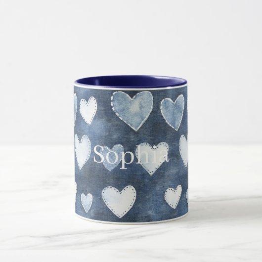 Blaue Herzen Tasse (Zentrum)