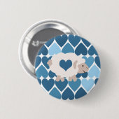 Blaue Herzen und Niedliches Lamm Button (Vorne & Hinten)