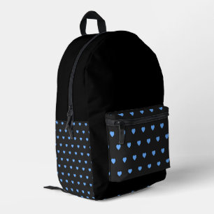 Blaue Herzen und Schwarz Bedruckter Rucksack