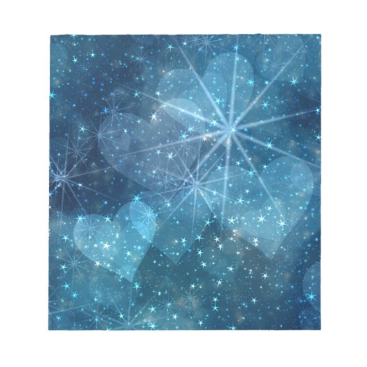Blaue Herzen und Sterne Notizblock (Vorderseite)