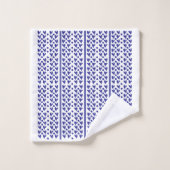 Blaue Herzen und Streifen Badhandtuch Set (Waschlappen)