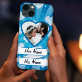 Blaue Herzexplosion, individuelle Foto-Rahmen Case-Mate iPhone Hülle