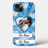 Blaue Herzexplosion, individuelle Foto-Rahmen Case-Mate iPhone Hülle (Rückseite)