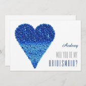 Blaue Herzform Werden Sie meine Bridesmaid? Einladung (Vorne/Hinten)