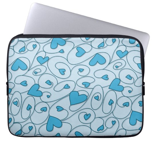 Blaue Herzklopfen Laptopschutzhülle (Vorderseite)