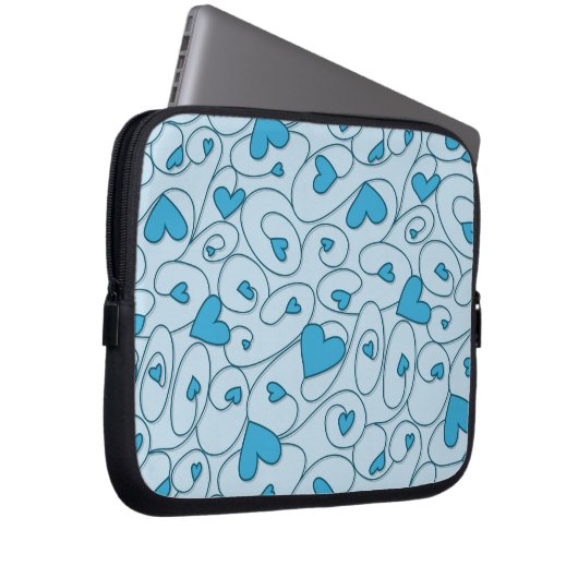 Blaue Herzklopfen Laptopschutzhülle (Vorne Rechts)