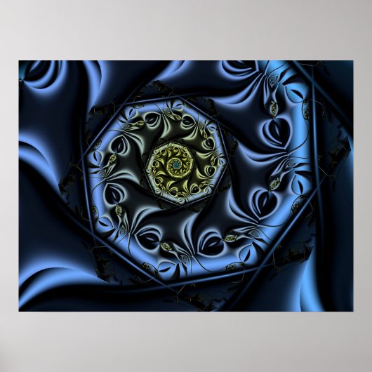 Blaue Herzspirale Poster (Vorne)