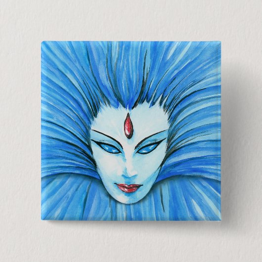 Blaue Hexe Button (Vorderseite)