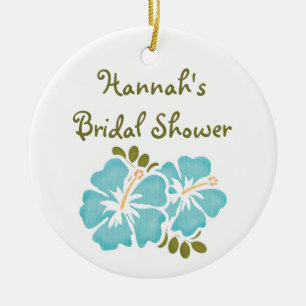 Blaue Hibiskus-Brautparty-Verzierungs-Bevorzugung Keramik Ornament