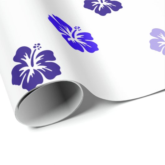 Blaue Hibiskus-Geschenkpapier Geschenkpapier (Rolleneckpunkt)
