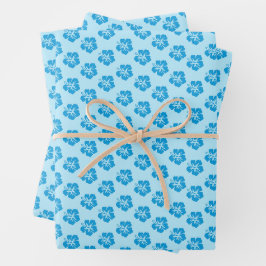 Blaue Hibiskus-Geschenkpapier-Set Geschenkpapier Set