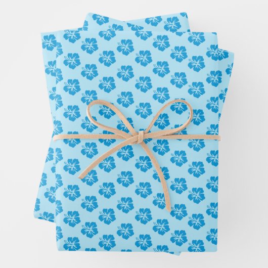 Blaue Hibiskus-Geschenkpapier-Set Geschenkpapier Set (Beispiel)