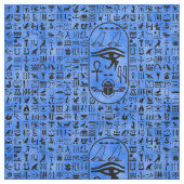 Blaue Hieroglyphen Stoff (Muster)