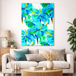 Blaue Himalaya-Mohn-Blumenmuster Botanische Kunst Poster