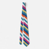 Blaue Himbeere Orangengelbe Streifen Muster Krawatte (Rückseite)