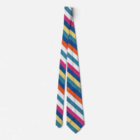 Blaue Himbeere Orangengelbe Streifen Muster Krawatte (Rückseite)