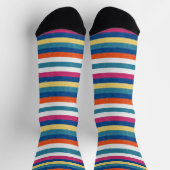 Blaue Himbeere Orangengelbe Streifen Muster Socken (Oben)