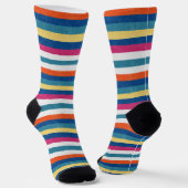 Blaue Himbeere Orangengelbe Streifen Muster Socken (Gewinkelt)