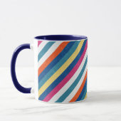 Blaue Himbeere Orangengelbe Streifen Muster Tasse (Links)